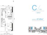 里约荟_1室1厅1卫 建面47平米