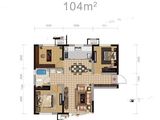天地源叠墅_3室2厅1卫 建面104平米