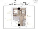 万科V+公寓魅力之城_1室1厅1卫 建面71平米